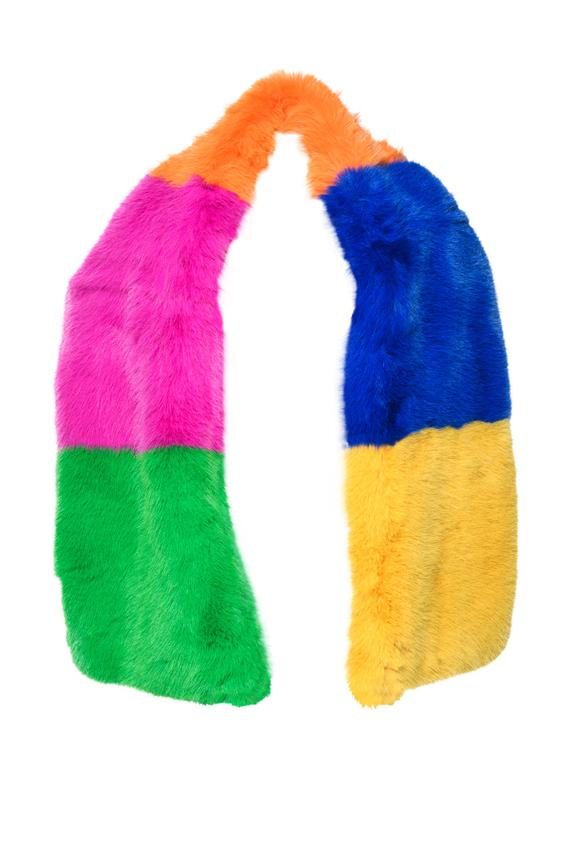 Back View Day Off Multi Color Fur Scarf