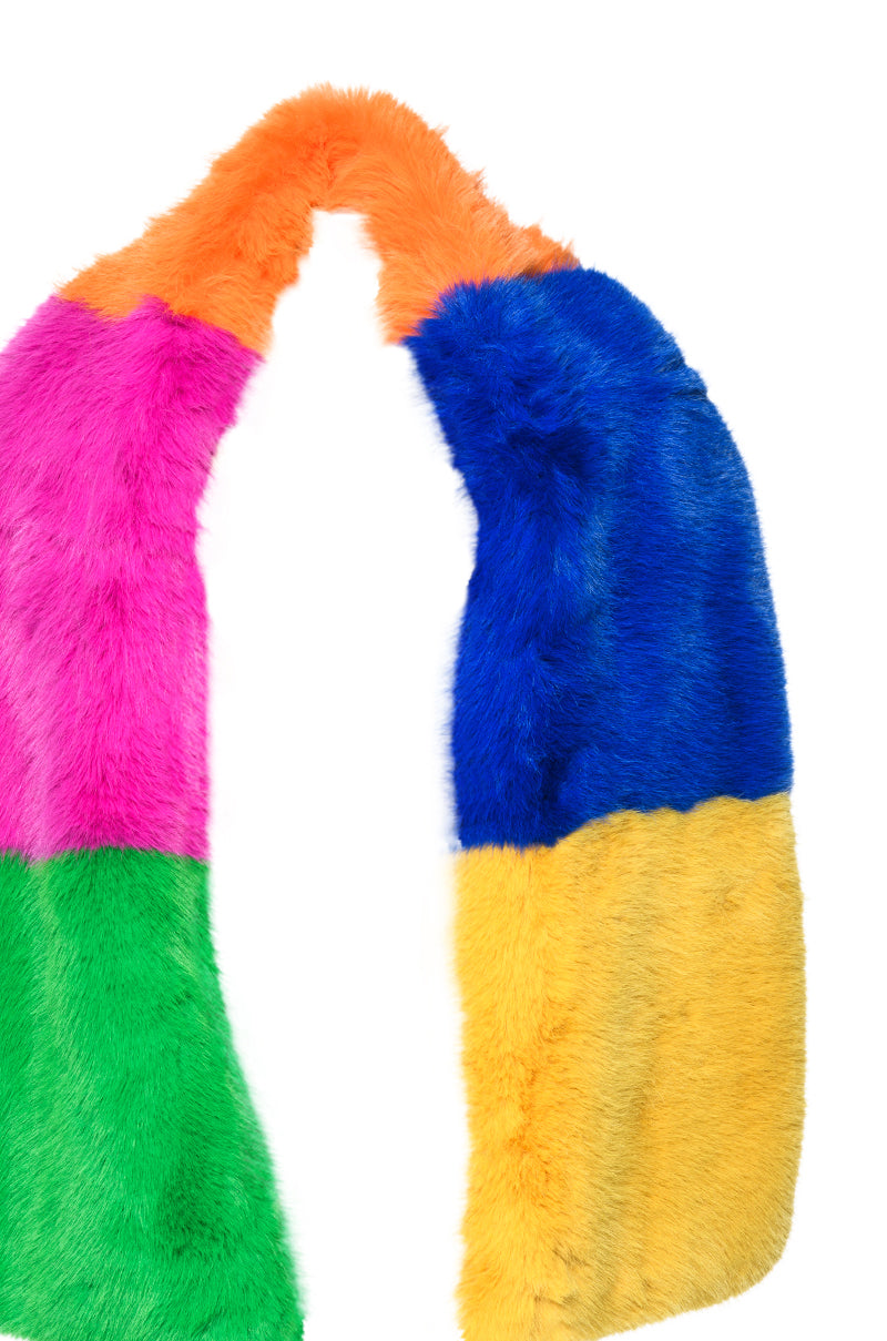 Detail View Day Off Multi Color Fur Scarf