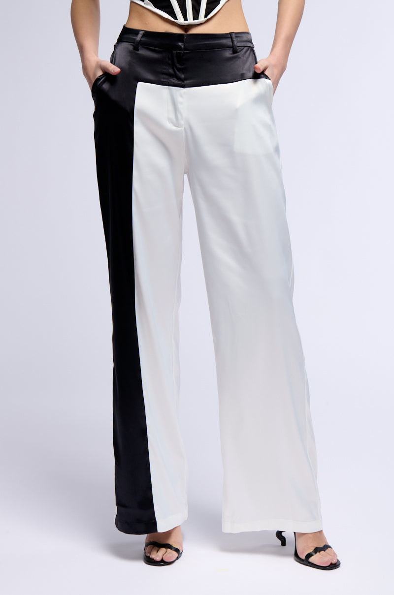 Front View Day To Night Colorblocked Satin Trouser