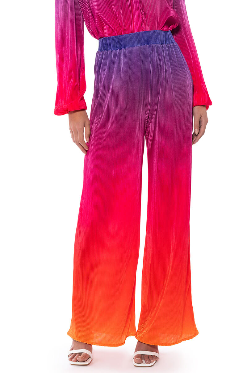 DAY TO NIGHT PLEATED SATIN WIDE LEG PANTS view 0