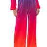 Front View Day To Night Pleated Satin Wide Leg Pants In Red Multi