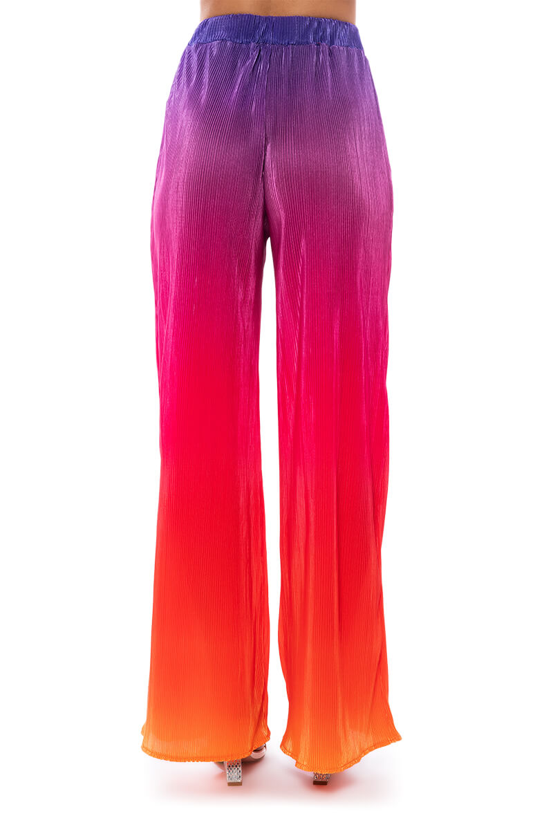 Extra View Day To Night Pleated Satin Wide Leg Pants In Red Multi