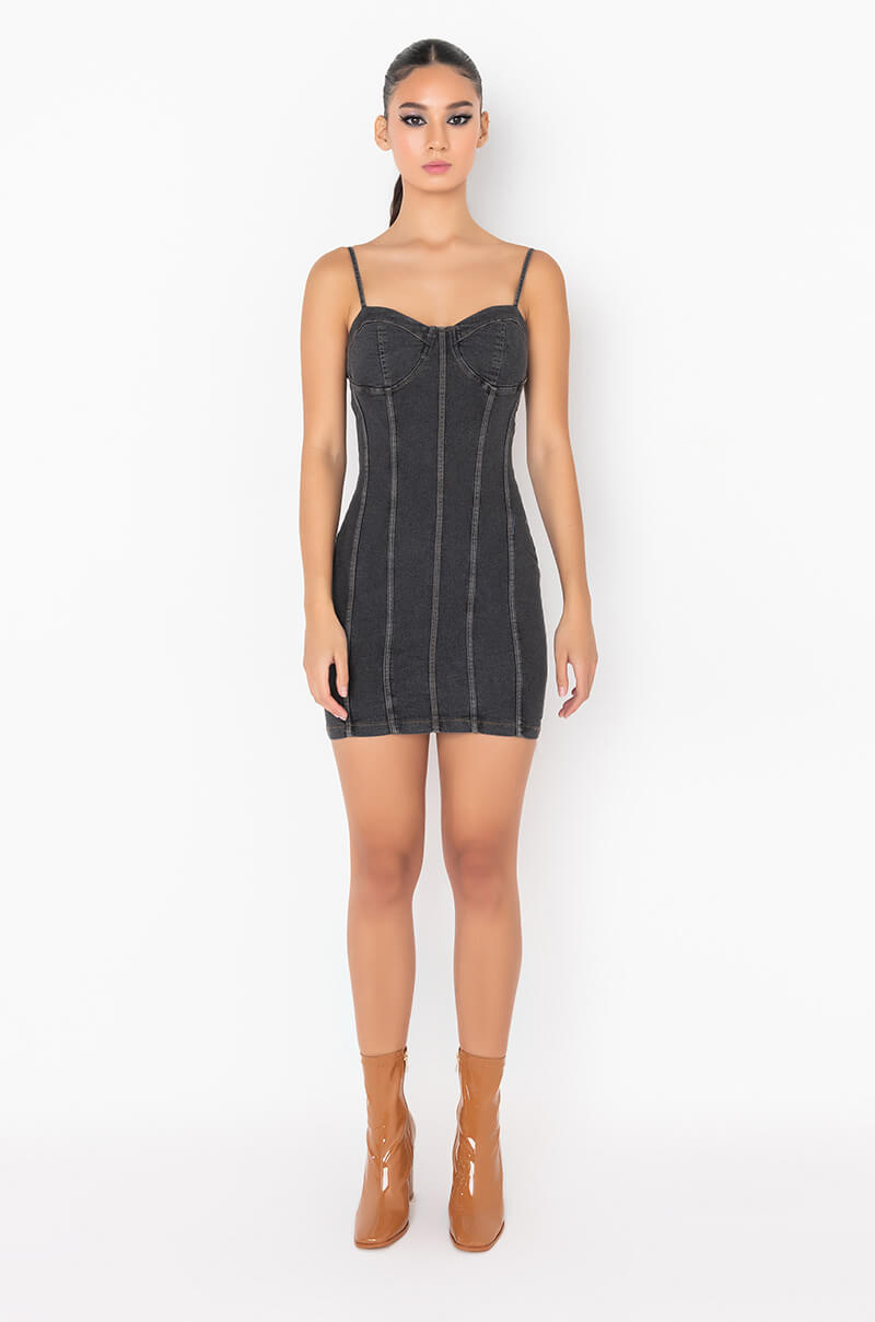 DAY TRIP DENIM MINI TUBE DRESS AKIRA DAY TRIP DENIM MINI TUBE DRESS AKIRA