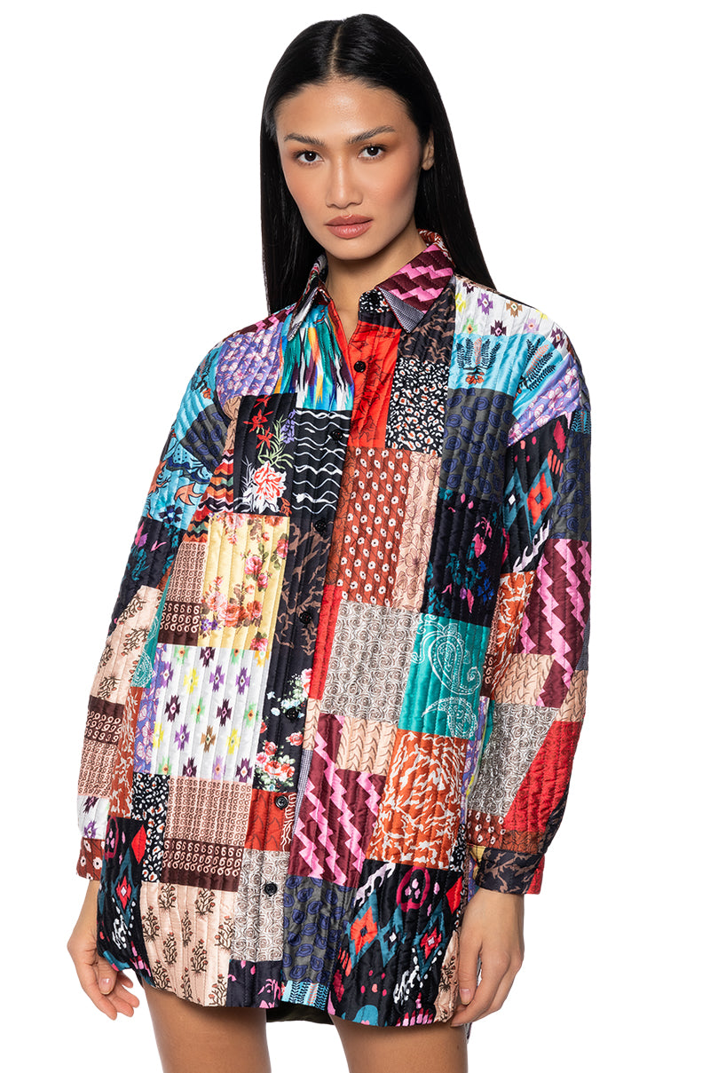 PATCHWORK OVERSIZED SHIRT DRESS view 0