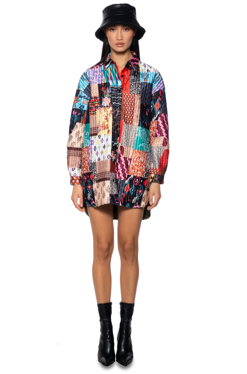Extra View Day Tripper Oversized Patchwork Shirt Dress