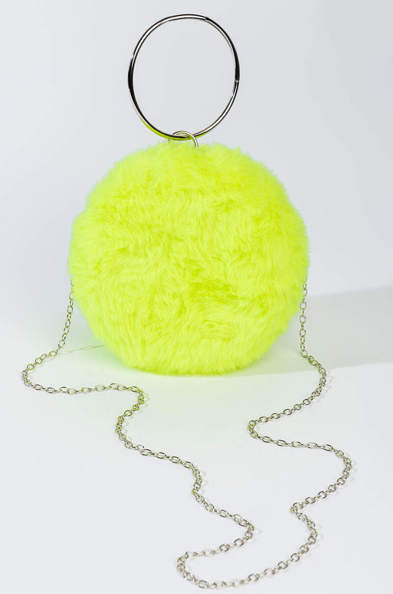 Back View Dayanne Neon Green Fur Bag