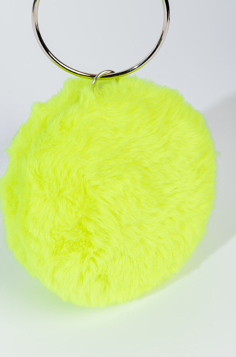 Detail View Dayanne Neon Green Fur Bag