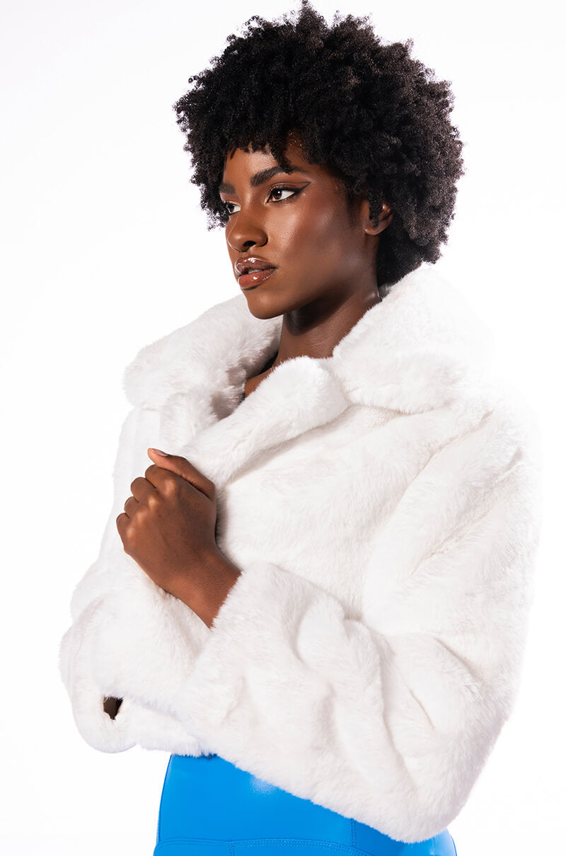 Back View Dayanne Plush Faux Fur Jacket