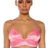 Front View Daydream Satin Floral Bralette