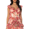 Front View Daydreamer Floral Pleated Ruffle Mini Dress