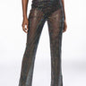 Front View Dazzle Rhinestone Mesh Wide Leg Pant