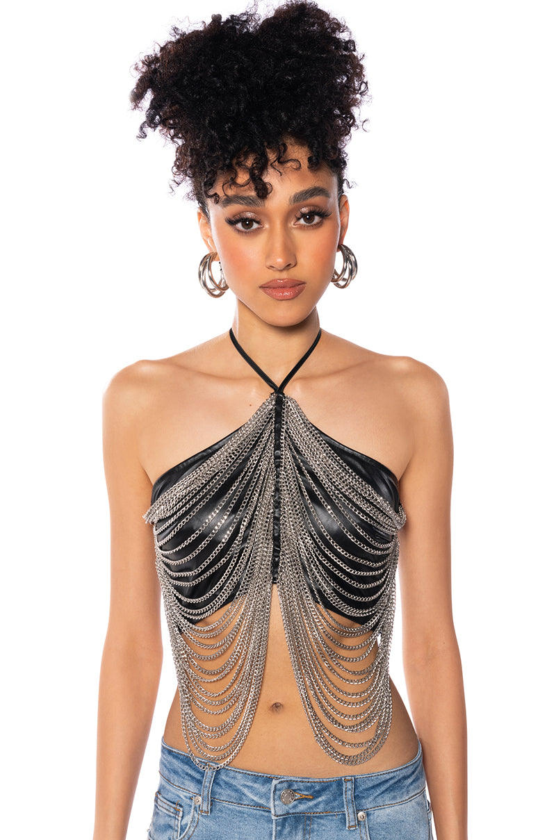 DAZZLING CHAINS HALTER TOP view 0