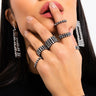 Front View Dazzling Ring Set in Hematite