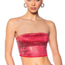 Front View Decision Maker Rhinestone Tube Top In Red