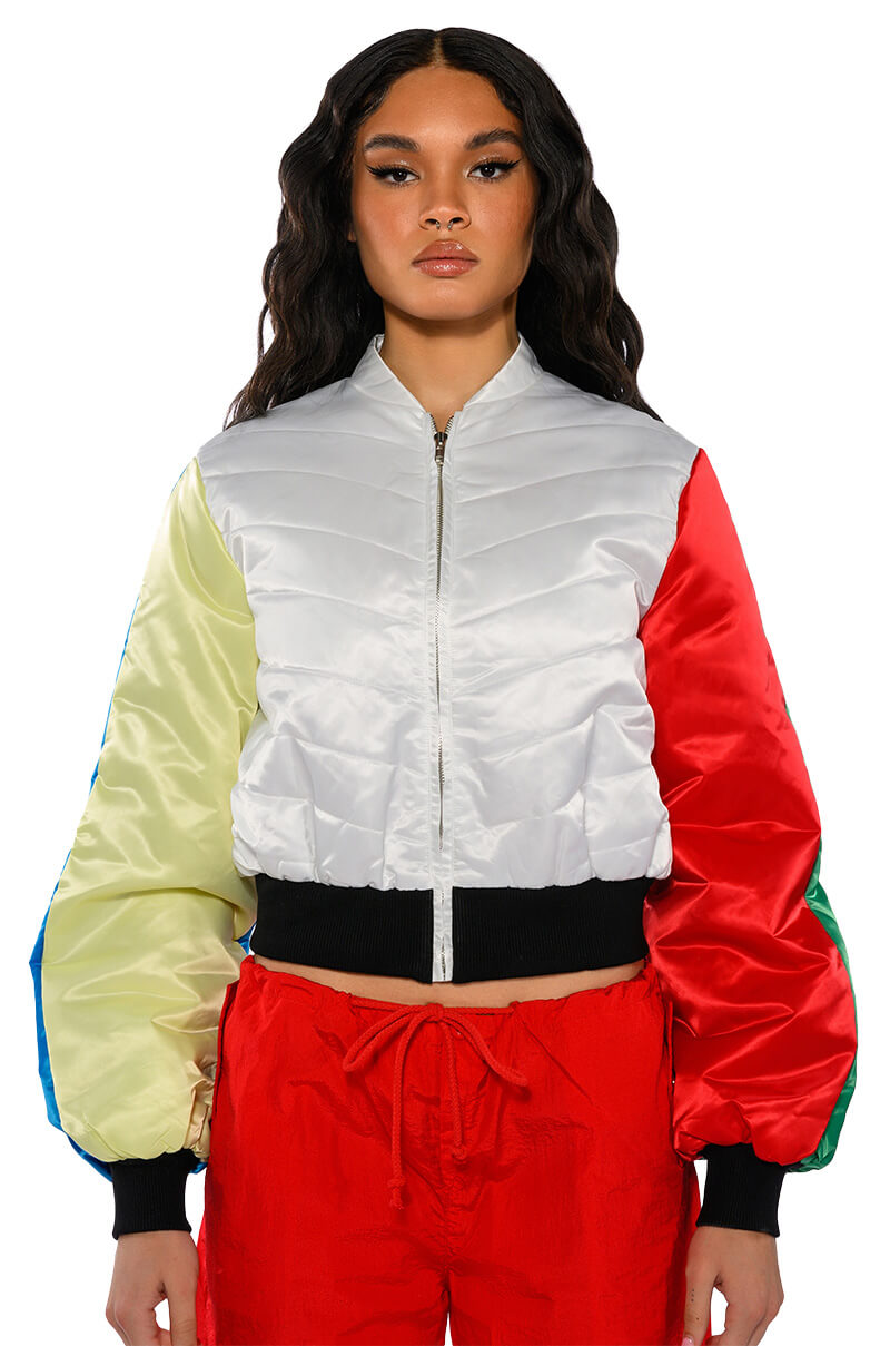 Side View Decker Color Block Bomber