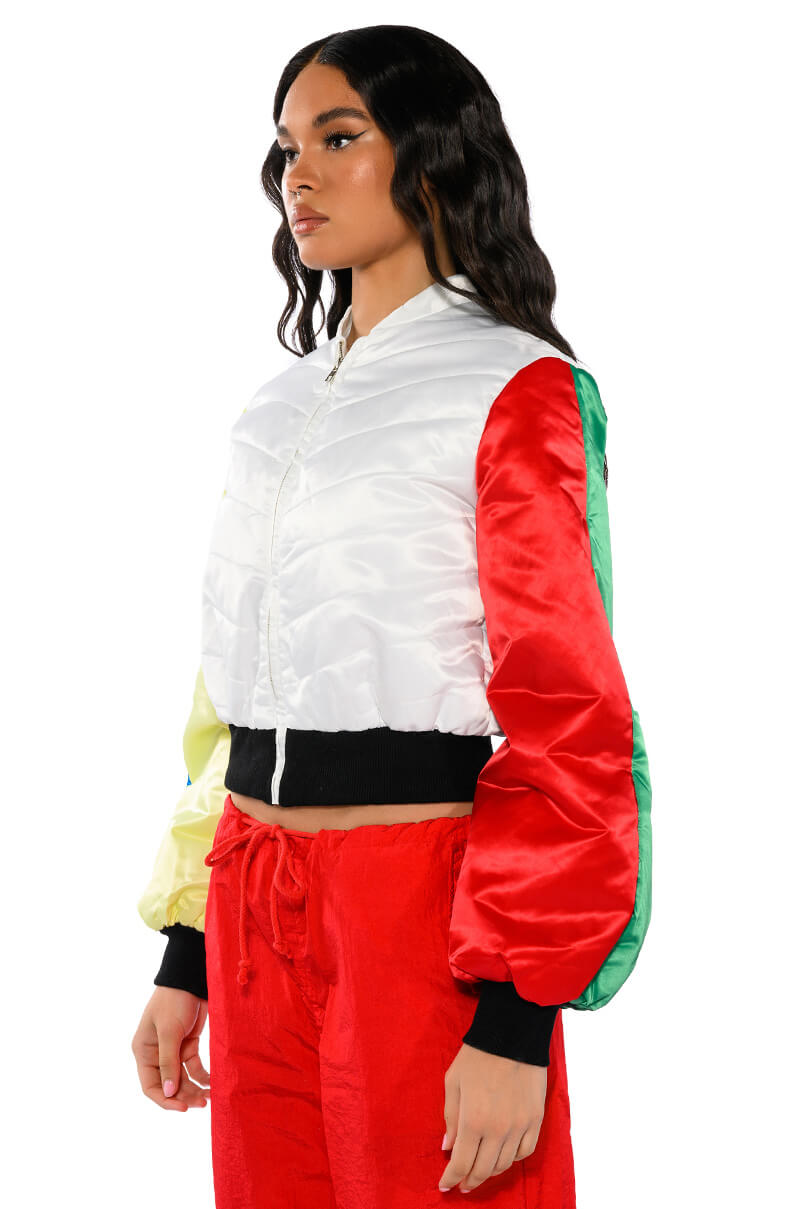 Detail View Decker Color Block Bomber