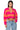 Front View Deep Feelings Striped Deep V Sweater In Pink