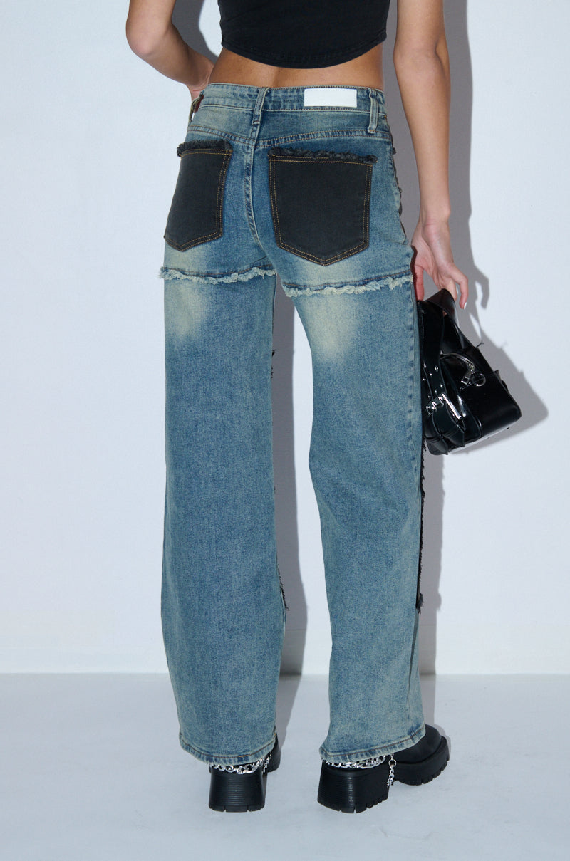 Detail View Deep In The Bottom Distressed Denim Pant