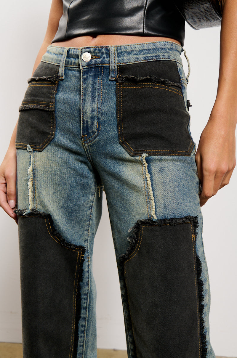 Extra View Deep In The Bottom Distressed Denim Pant