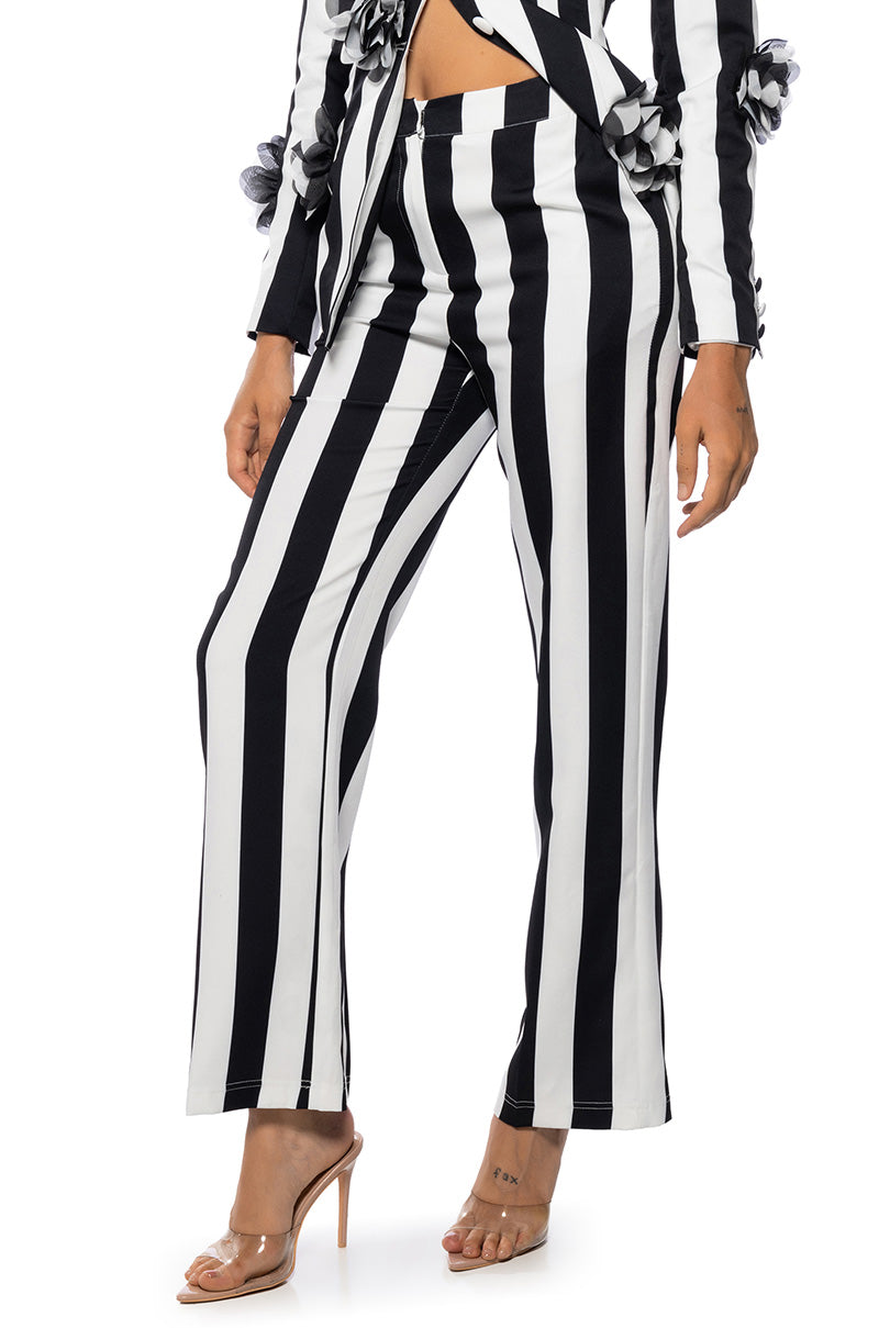 Front View Deetz Stripe Wide Leg Trouser 0