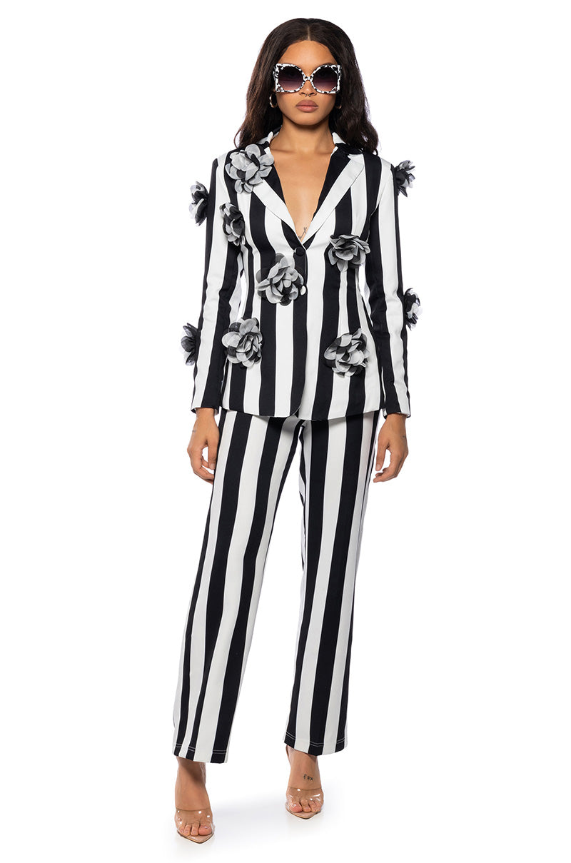 Side View Deetz Stripe Wide Leg Trouser 1