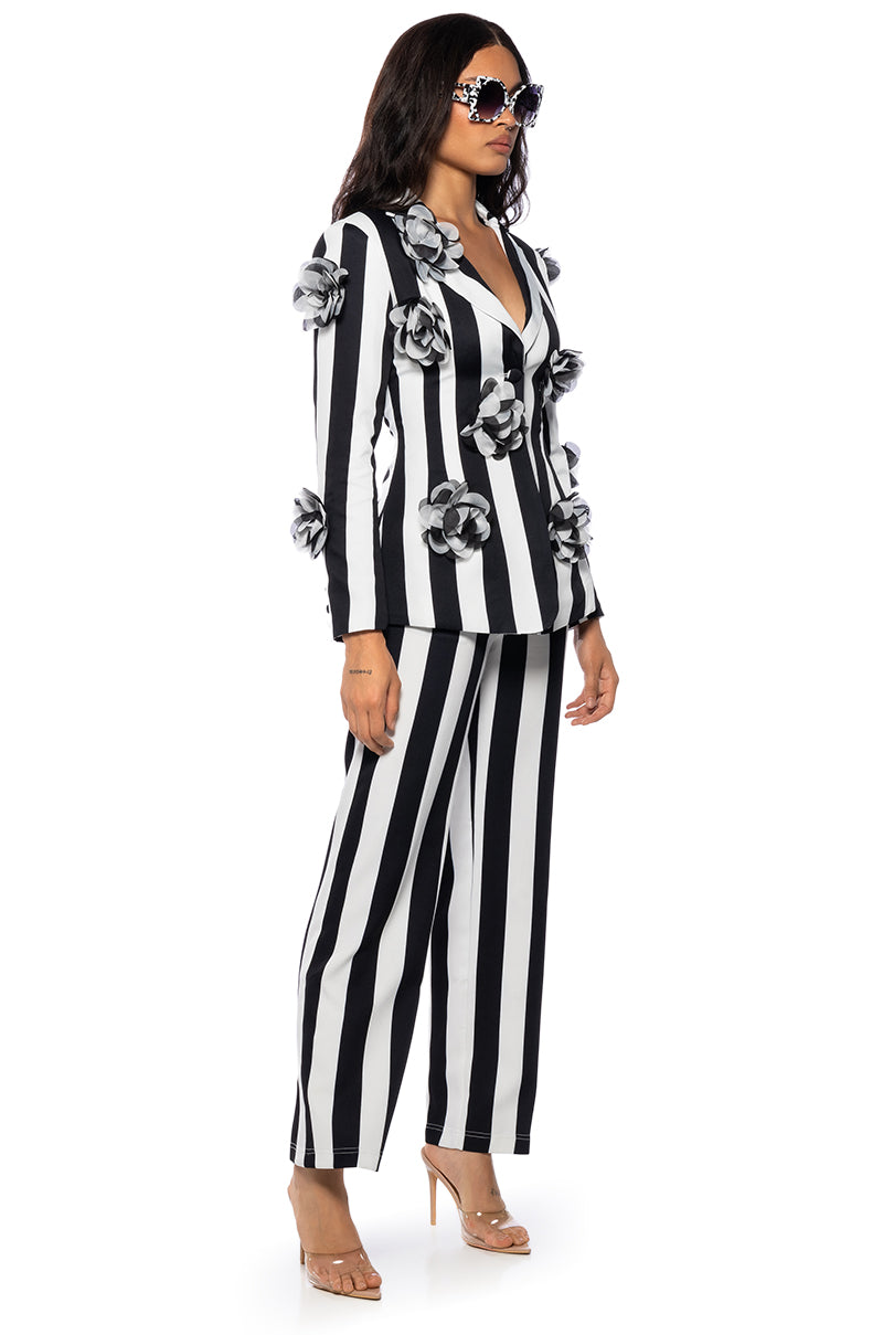 Back View Deetz Stripe Wide Leg Trouser 2