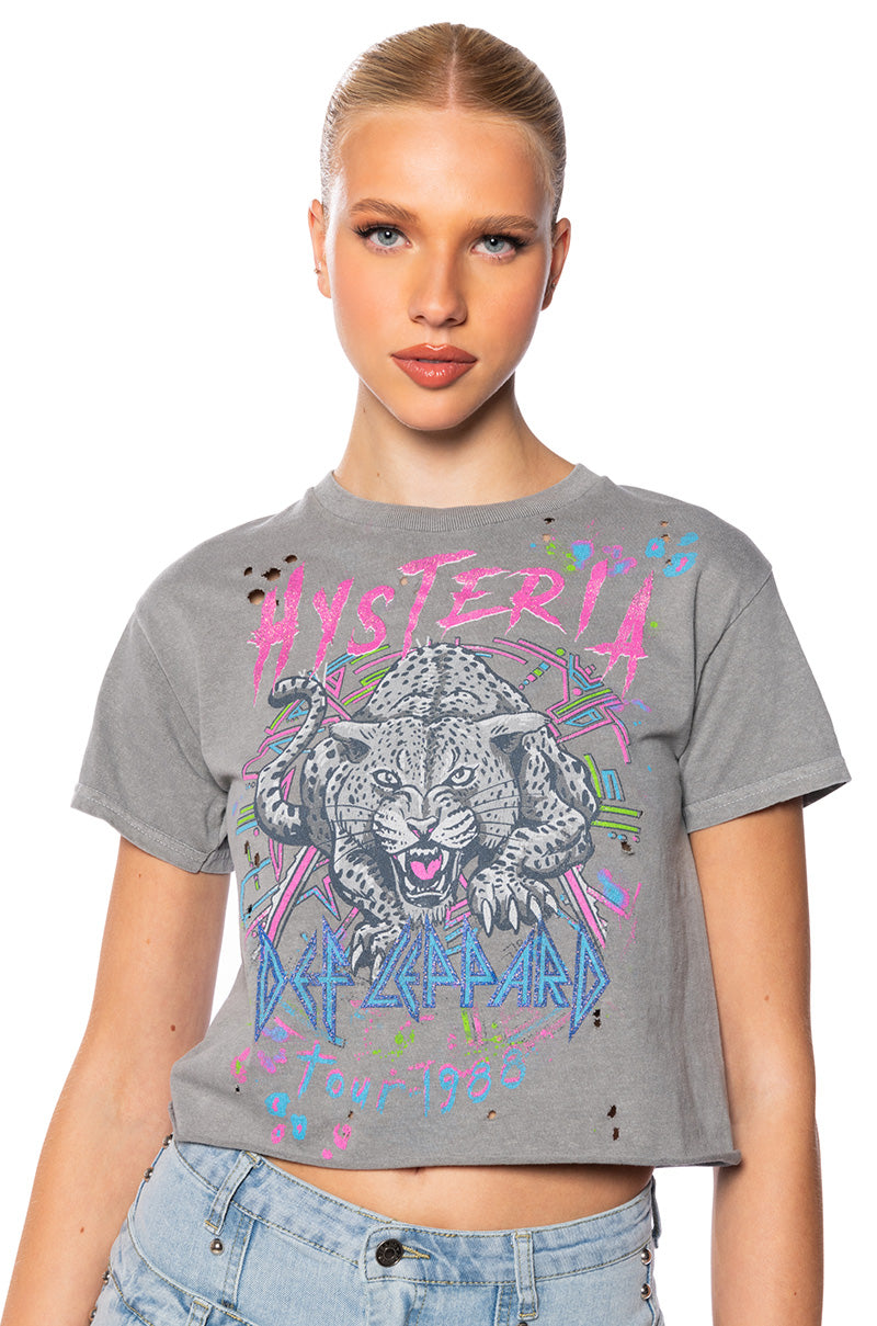 DEF LEPPARD HYSTERIA CROPPED TSHIRT view 0