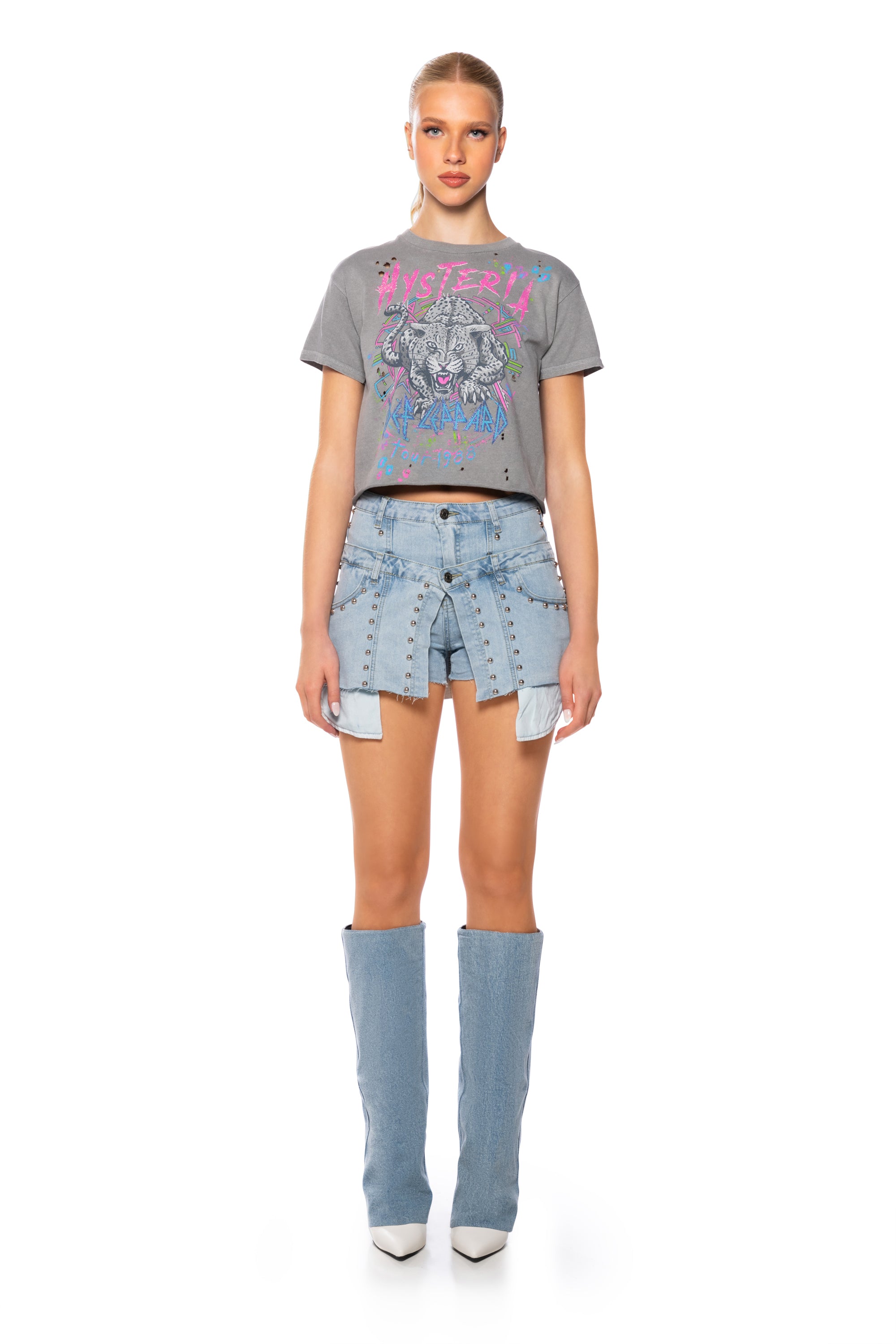 Extra View Def Leppard Hysteria Cropped Tshirt