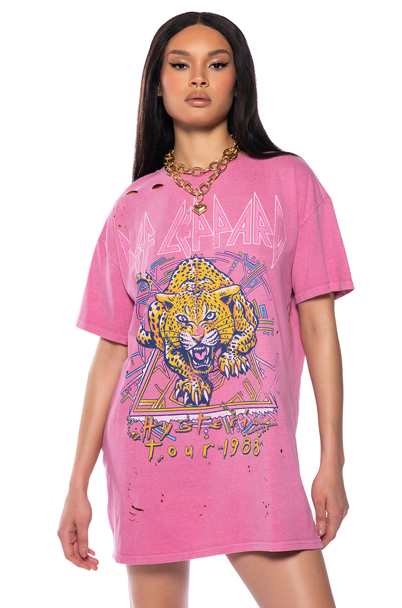 Front View Def Leppard Mineral Washed Dress
