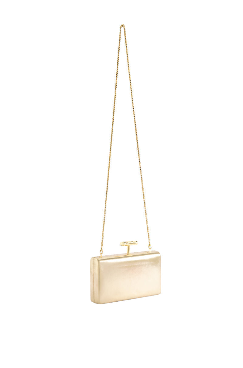 Detail View Defy Gravity Metallic Clutch In Gold 2