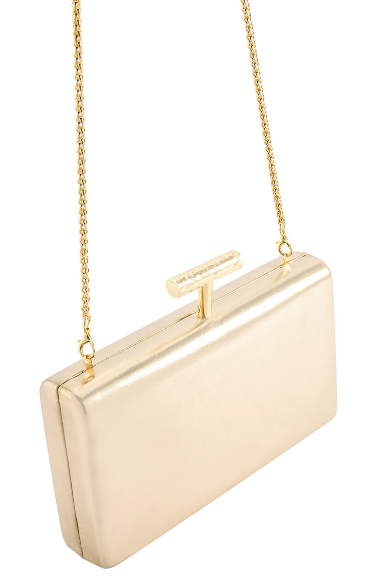 Full View Defy Gravity Metallic Clutch In Gold 3