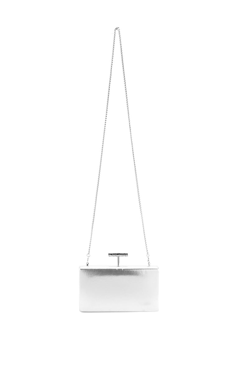 Detail View Defy Gravity Metallic Clutch In Silver 3