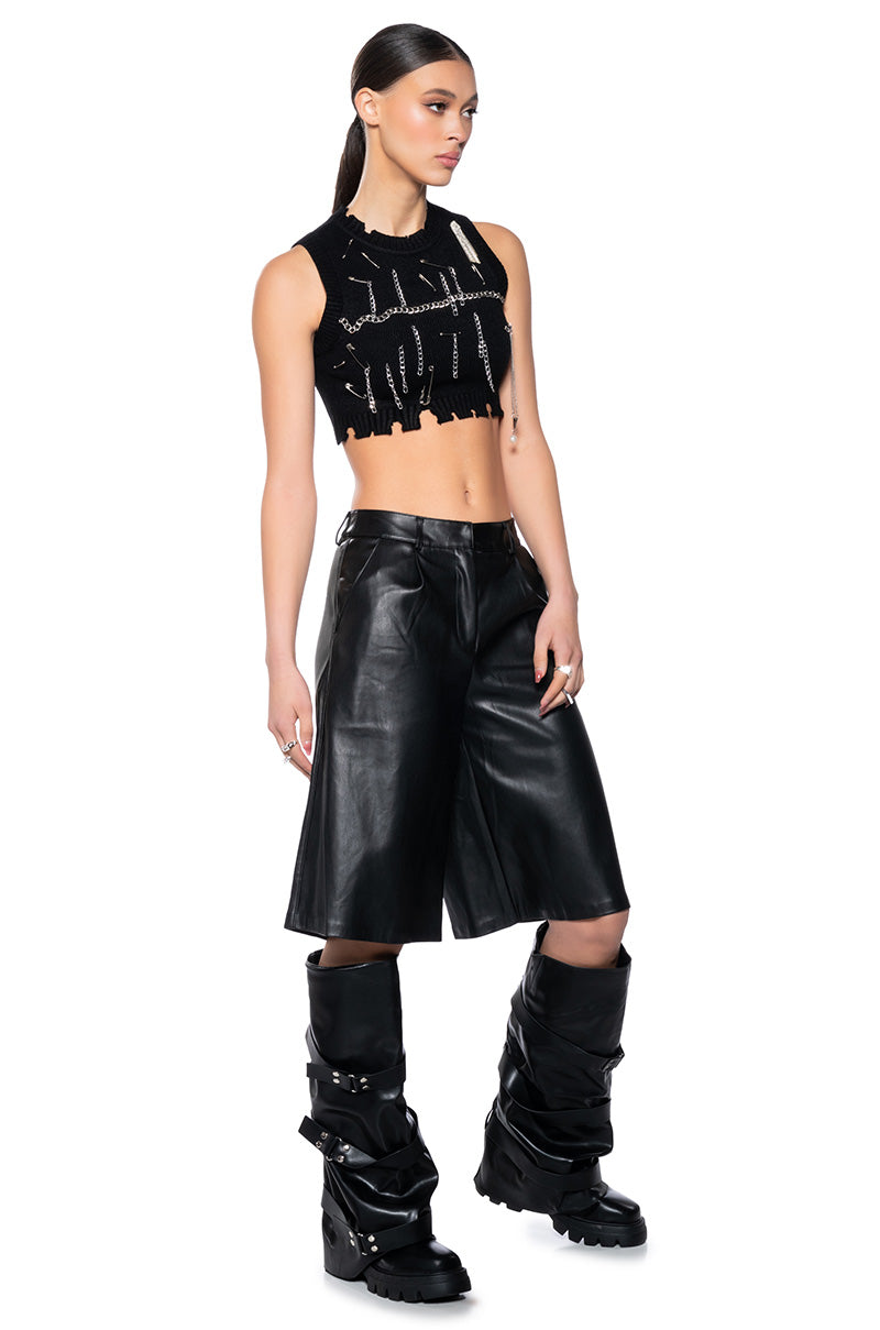 Extra View Deja Embellished Sleeveless Crop Sweater