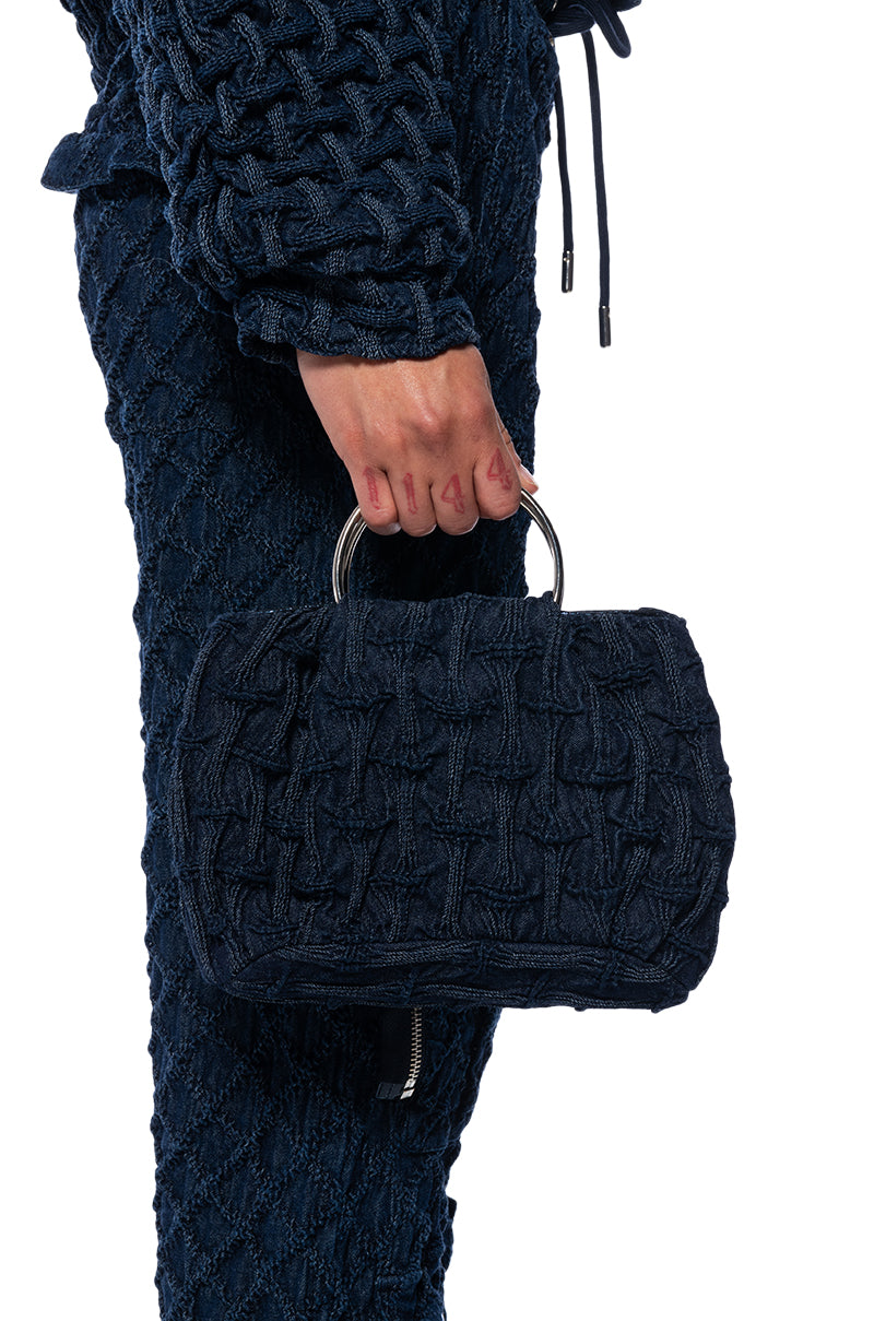 Front View Deja Vu Denim Purse