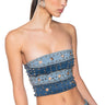 Front View Delia Studded Denim Corset Top