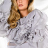 Front View Delicate Petals Sheer Ruffle Long Sleeve Blouse