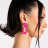 Front View Delila Fuchsia Crushed Dangle Earrings