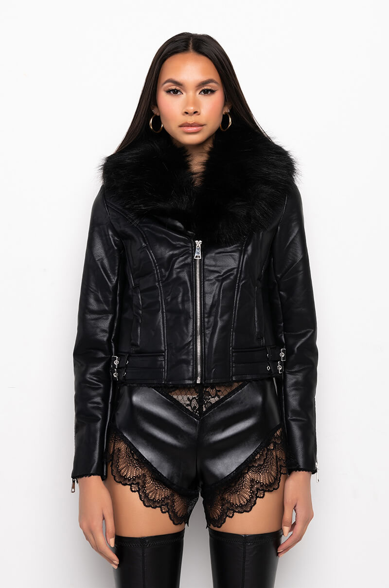 Back View Deluca Bonded Fabric Moto Jacket