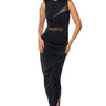 Front View Delulu Ruched Mesh Panel Maxi Dress