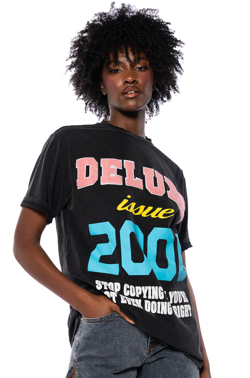 Front View Deluxe Issue Oversized Graphic Tshirt