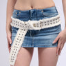 Front View Denim Darling Belt In White