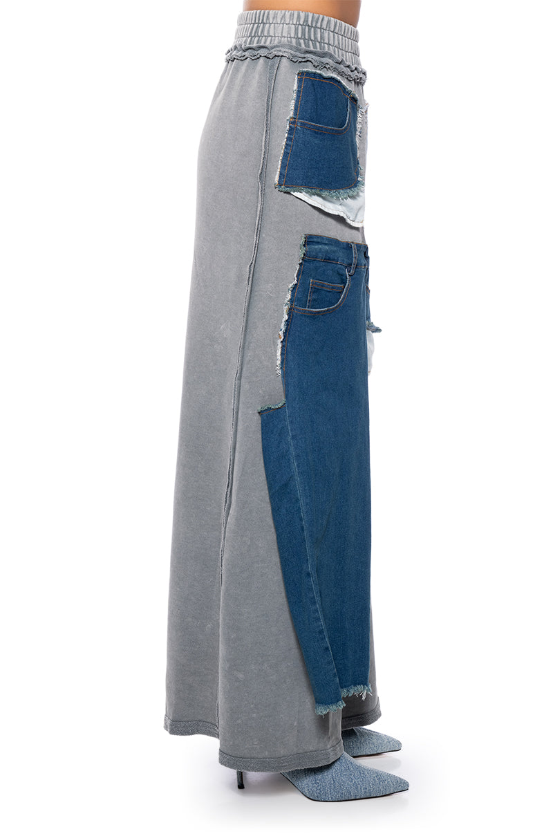 Detail View Denim Dreams Zipper Detail Maxi Skirt