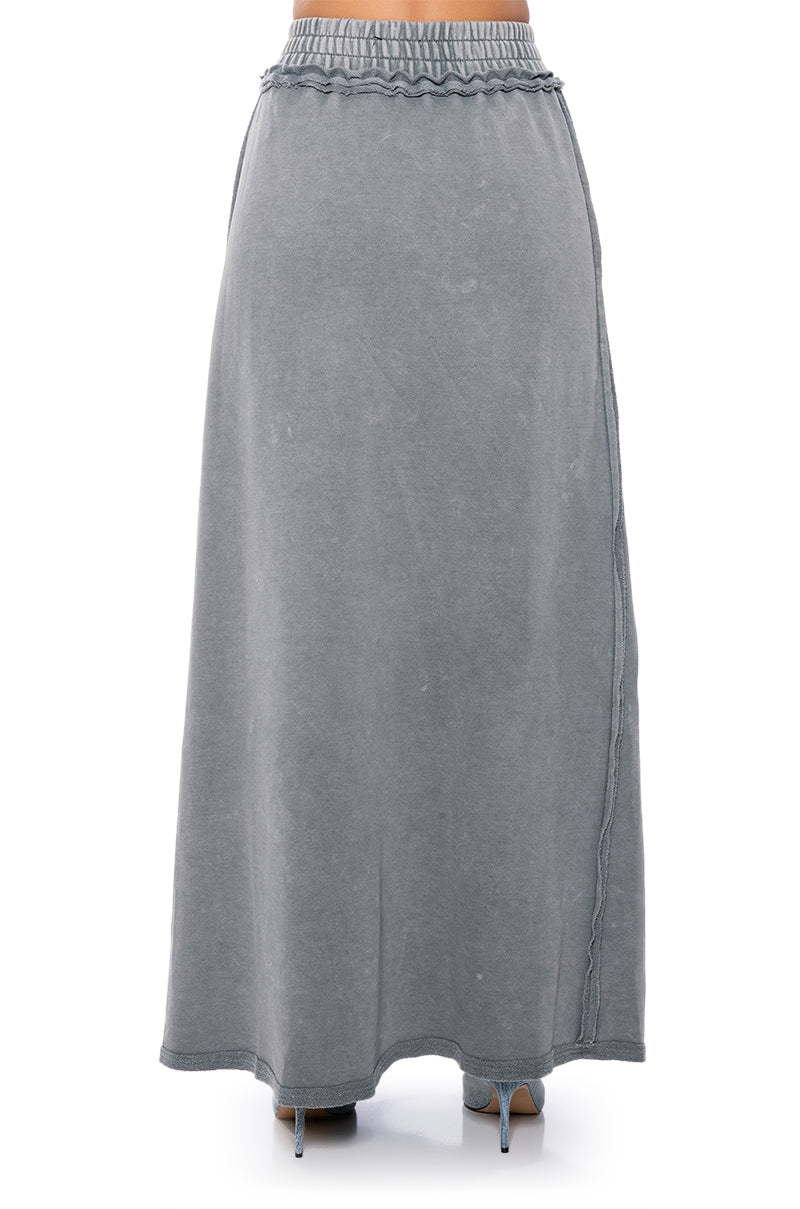 Extra View Denim Dreams Zipper Detail Maxi Skirt