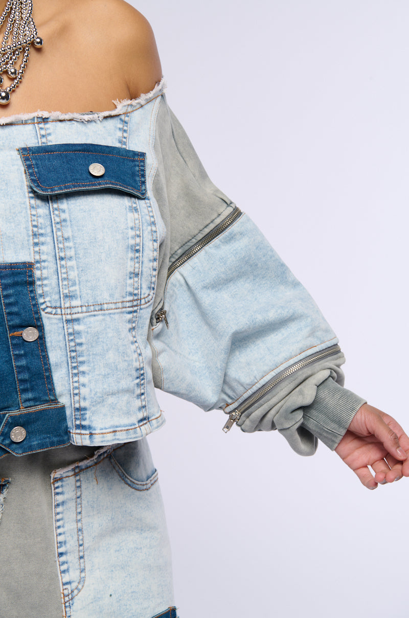 Extra View Denim Dreams Zipper Detail Sweatshirt
