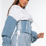 Front View Denim Oclock Corseted Sweatshirt