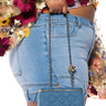 Front View Denim Quilted Cross Body Bag