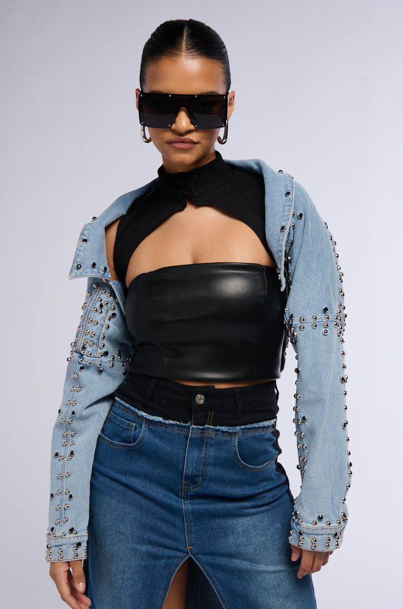DENIM STUD BOLERO JACKET view 0