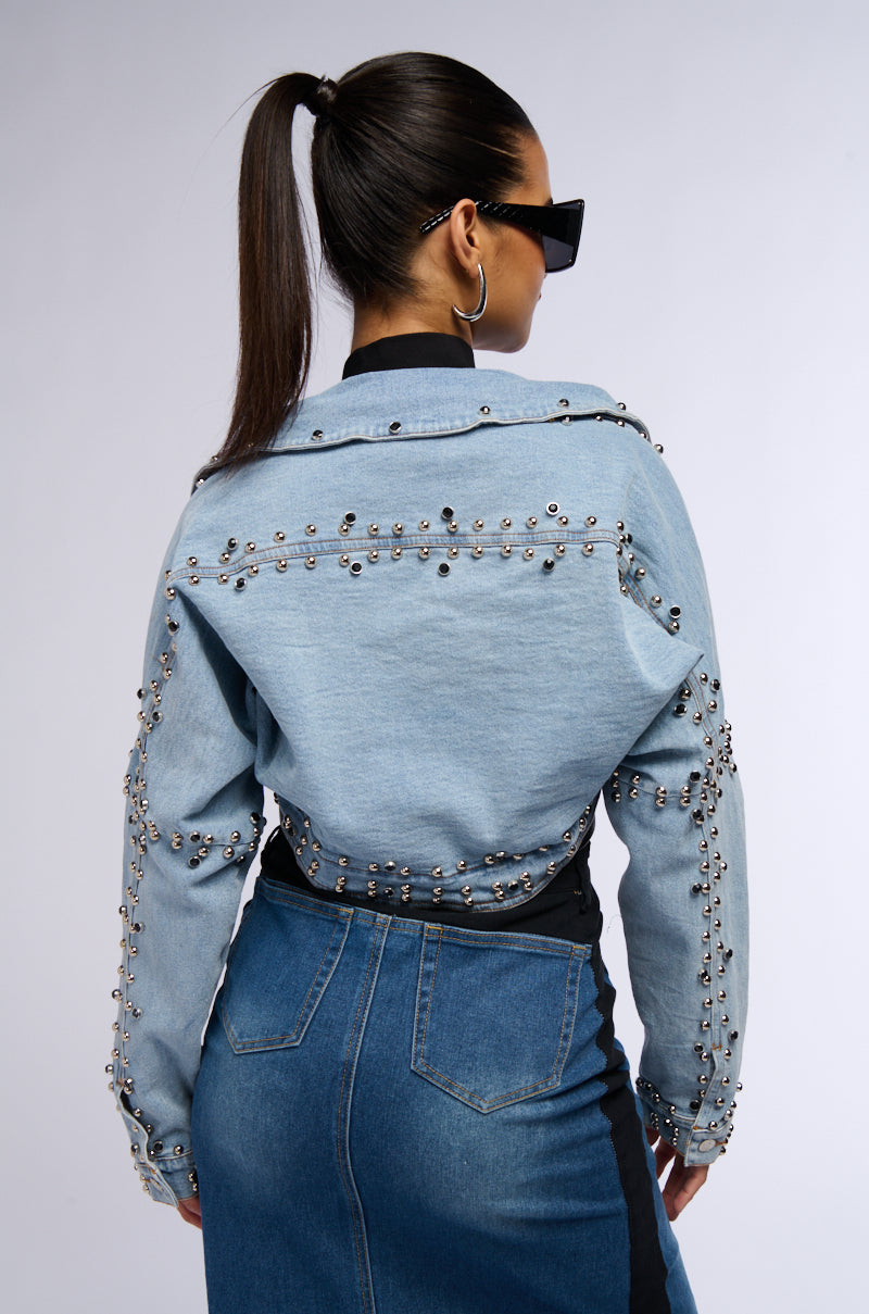 Extra View Denim Stud Bolero Jacket