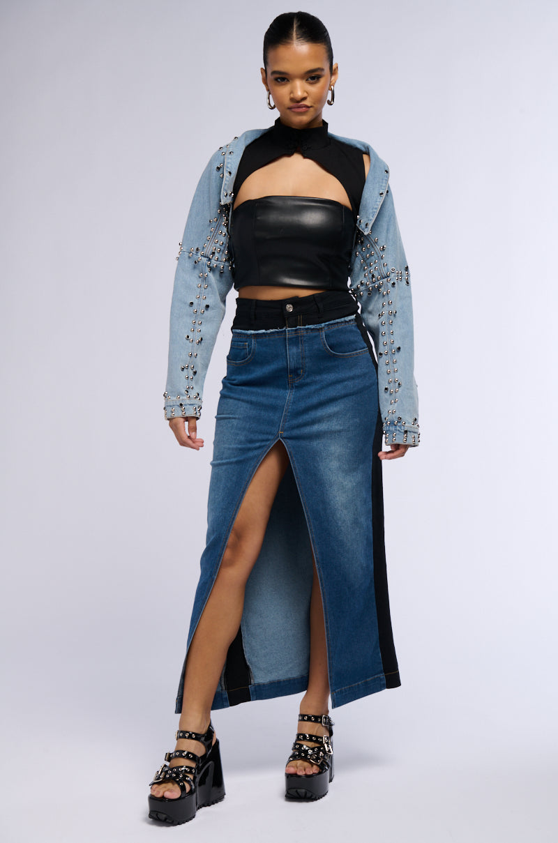 Extra View Denim Stud Bolero Jacket