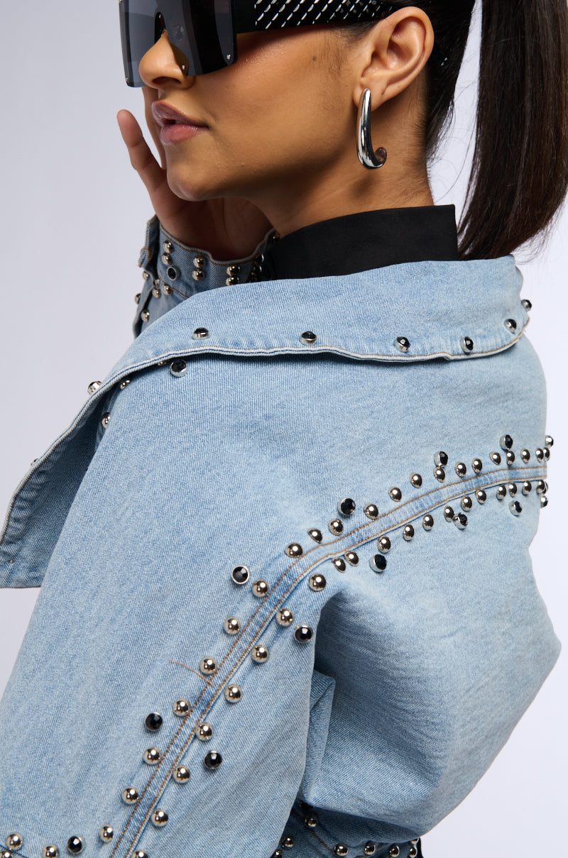Extra View Denim Stud Bolero Jacket